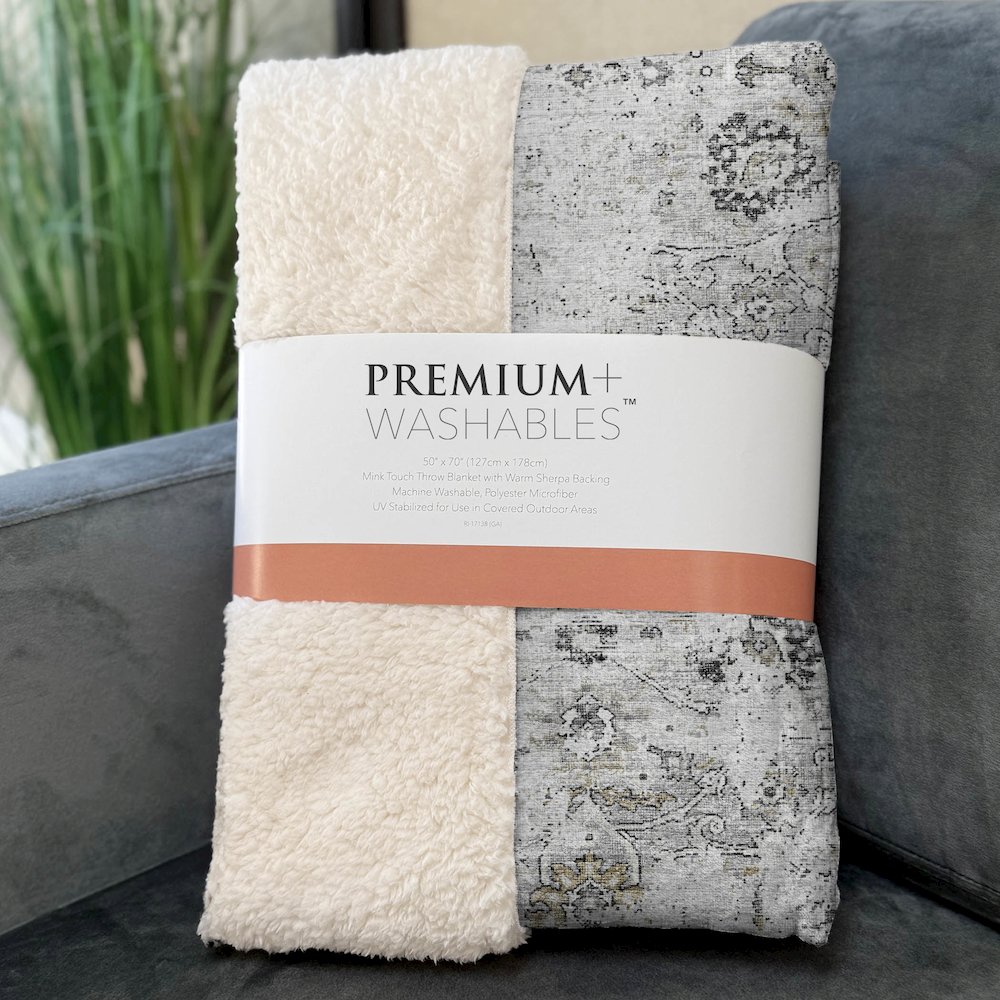 Premium Machine Washable ASB92 Dove 50" x 70" Sherpa Throw Blanket. Picture 3