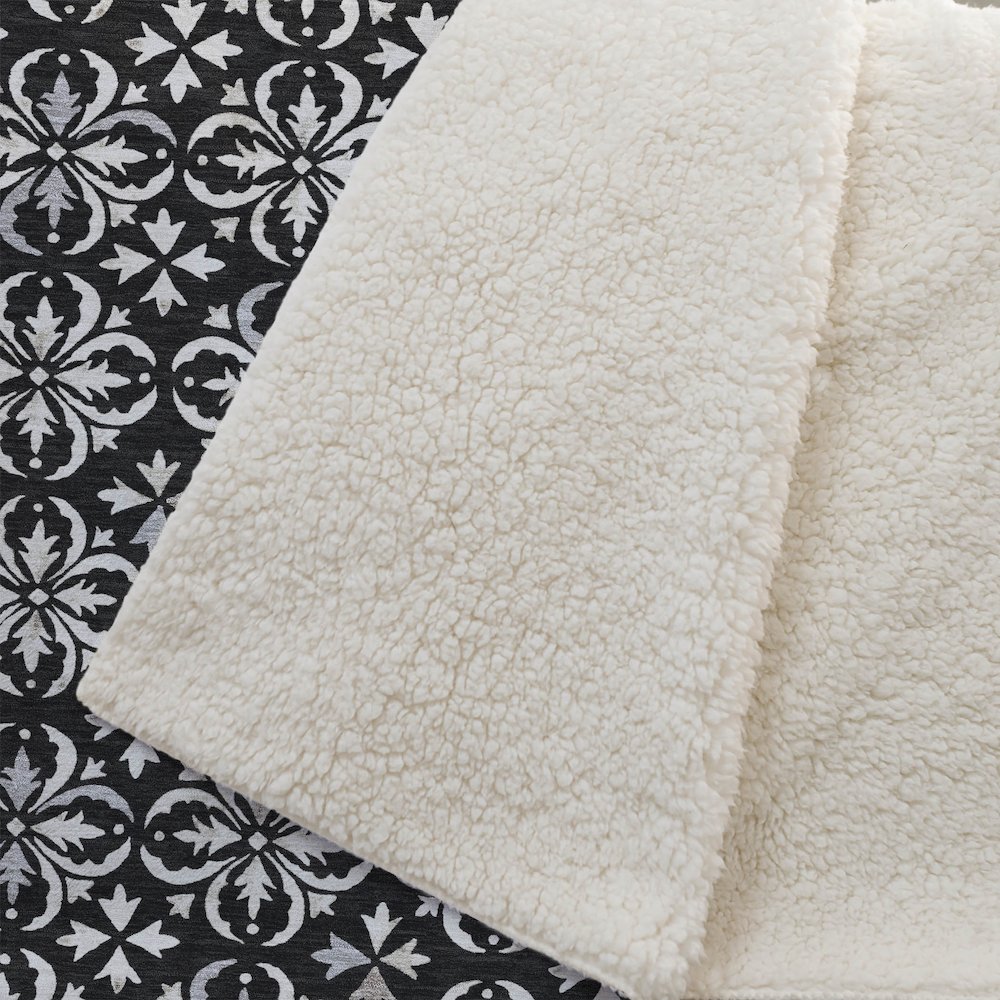 Premium Machine Washable ASB930 Black 50" x 70" Sherpa Throw Blanket. Picture 2