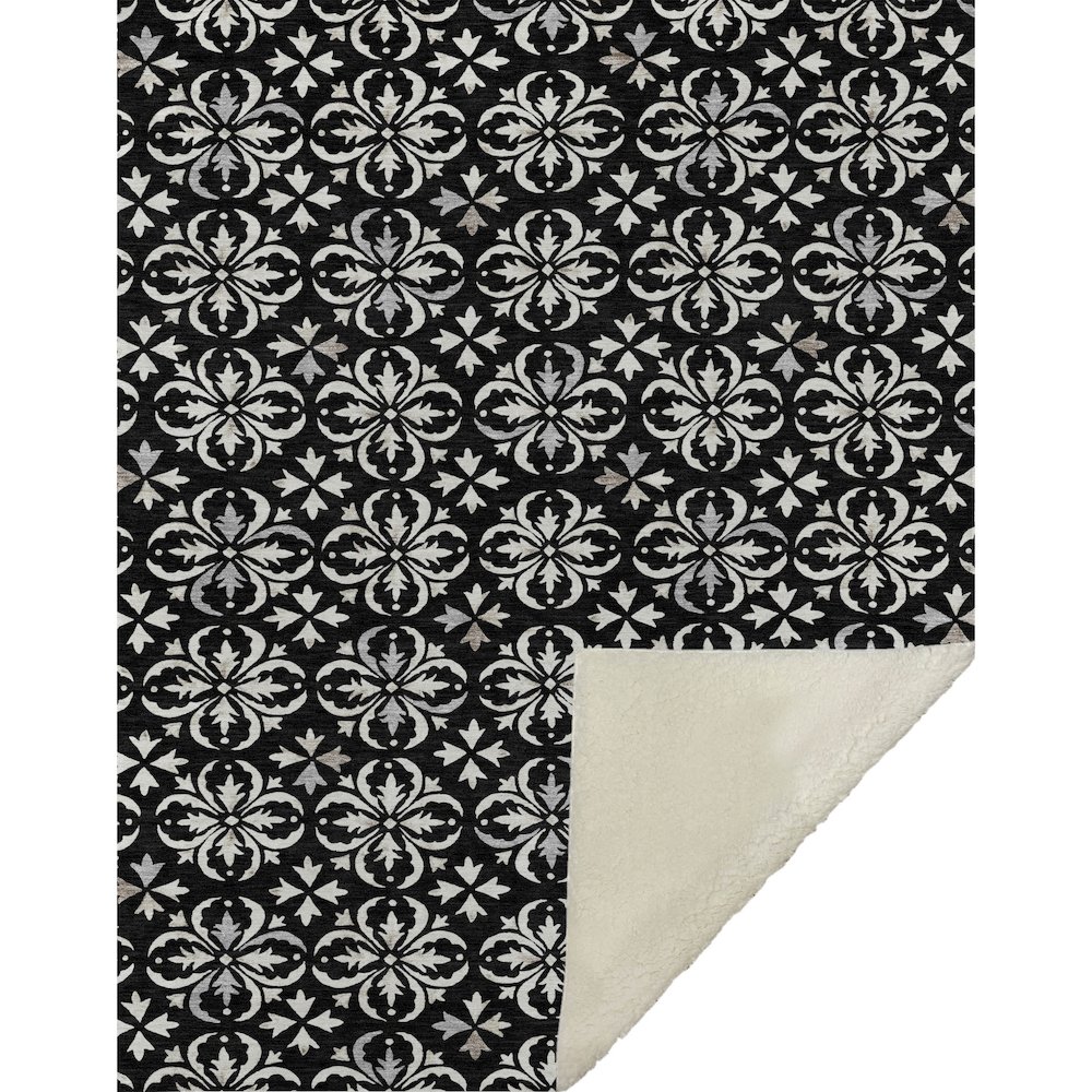 Premium Machine Washable ASB930 Black 50" x 70" Sherpa Throw Blanket. Picture 1