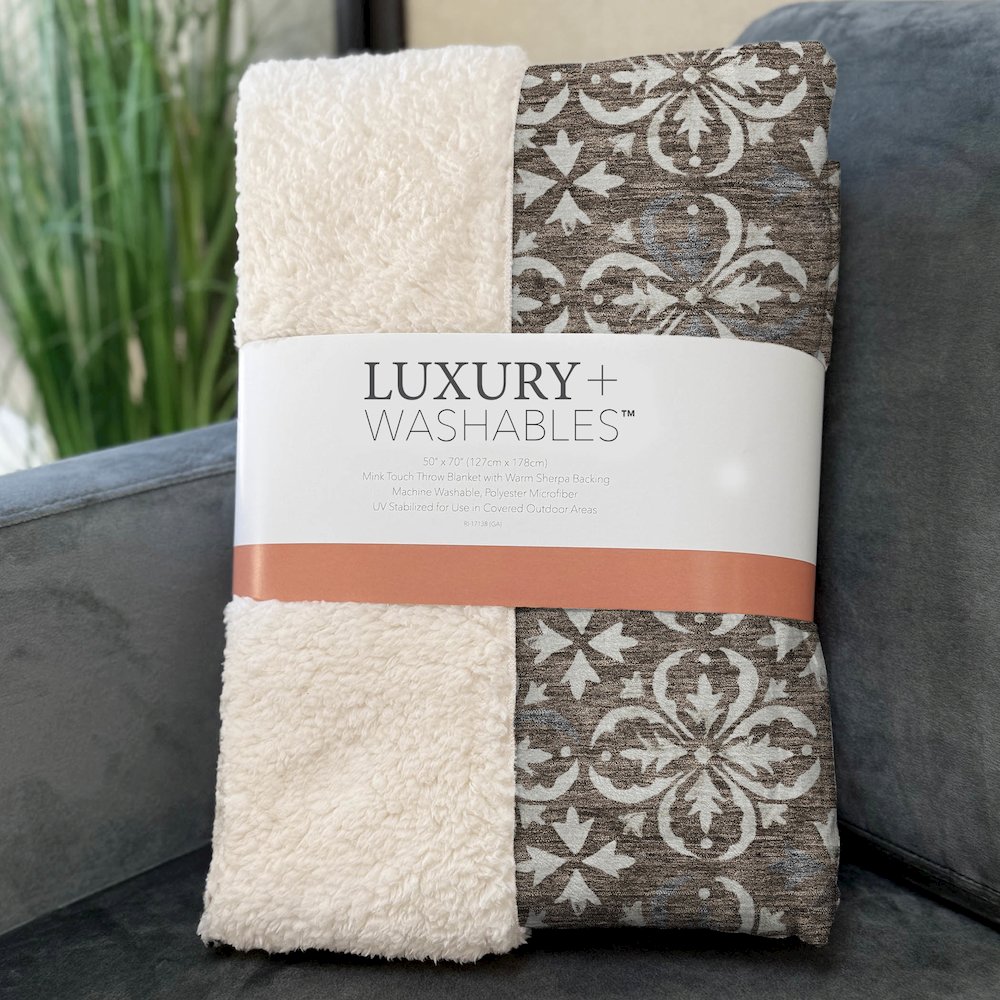Premium Machine Washable ASB930 Brown 50" x 70" Sherpa Throw Blanket. Picture 3