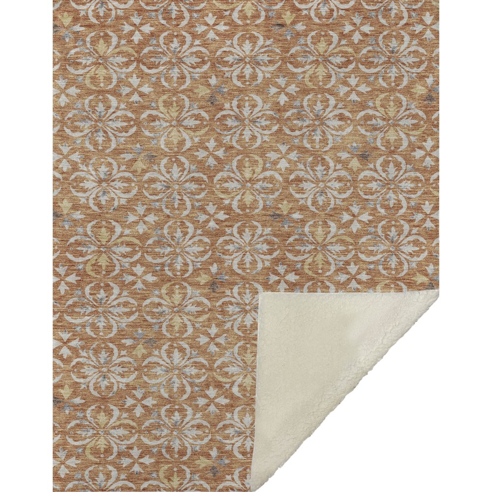 Premium Machine Washable ASB930 Copper 50" x 70" Sherpa Throw Blanket. Picture 1