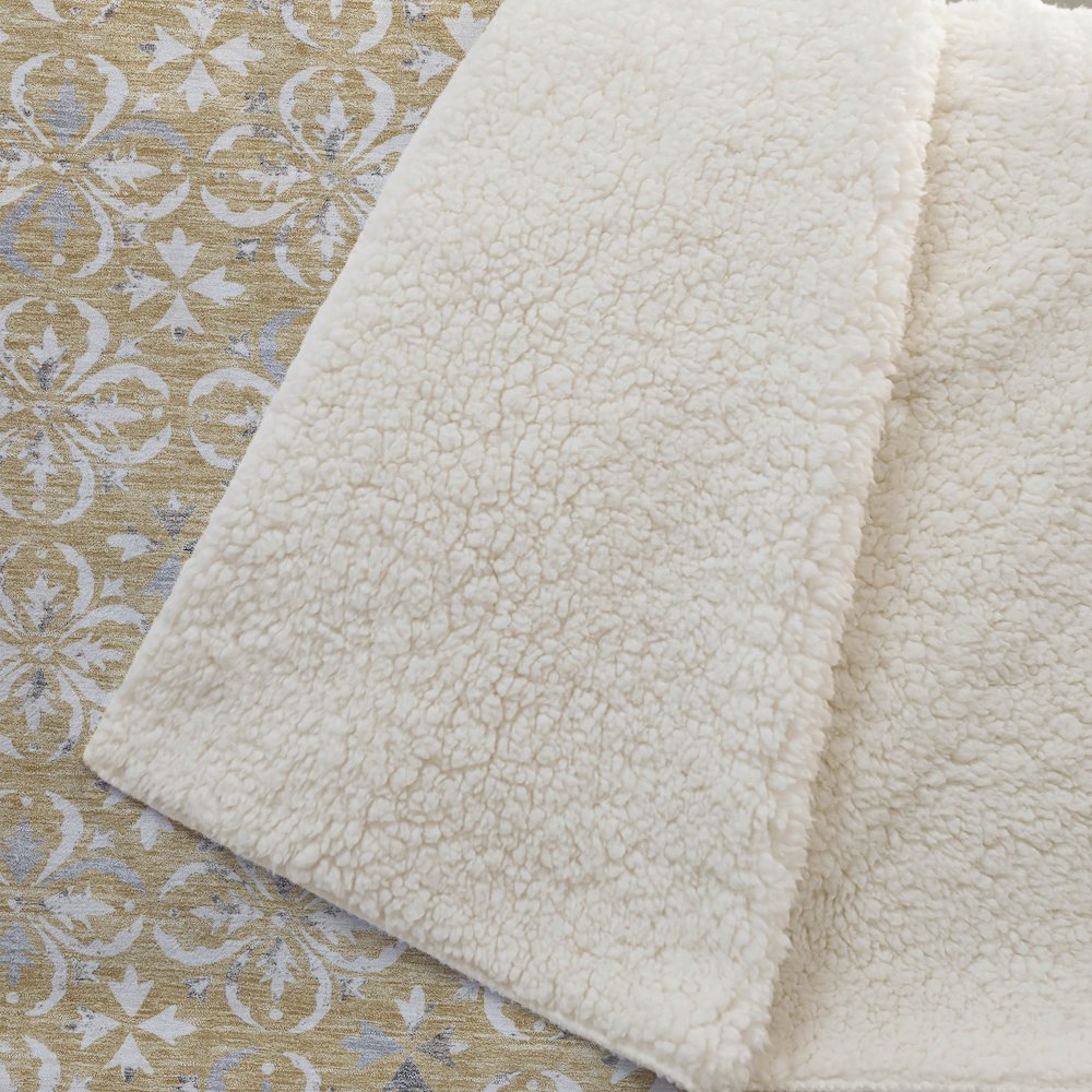 Premium Machine Washable ASB930 Gold 50" x 70" Sherpa Throw Blanket. Picture 2