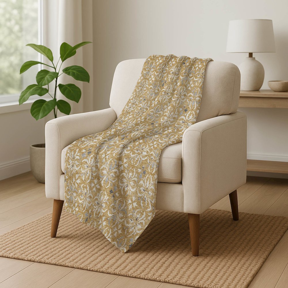 Premium Machine Washable ASB930 Gold 50" x 70" Sherpa Throw Blanket. Picture 5