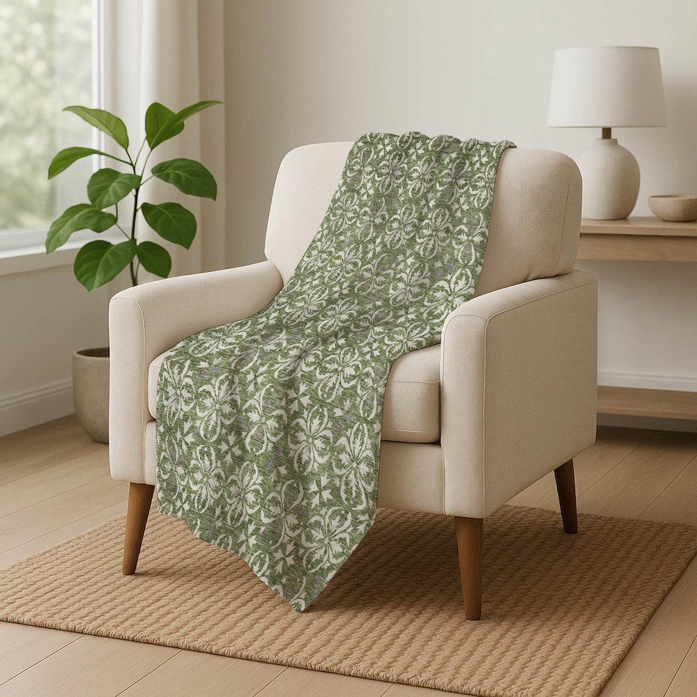 Premium Machine Washable ASB930 Green 50" x 70" Sherpa Throw Blanket. Picture 5