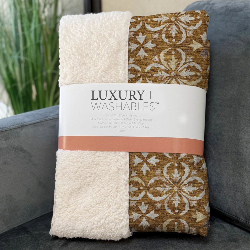 Premium Machine Washable ASB930 Paprika 50" x 70" Sherpa Throw Blanket. Picture 3