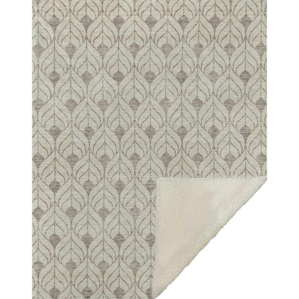 Premium Machine Washable ASB931 Beige 50" x 70" Sherpa Throw Blanket. Picture 1