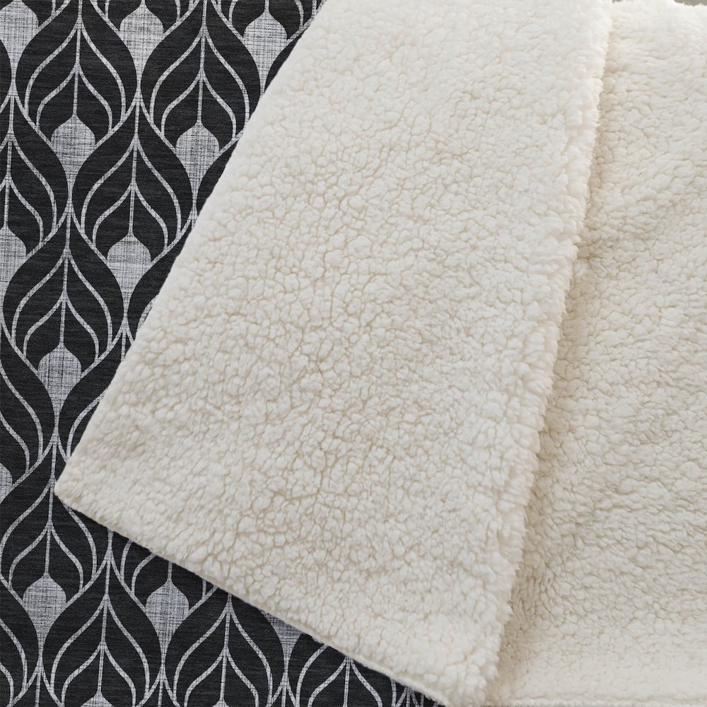 Premium Machine Washable ASB931 Black 50" x 70" Sherpa Throw Blanket. Picture 2