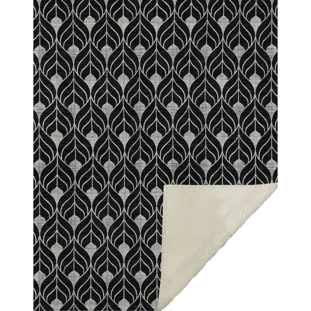 Premium Machine Washable ASB931 Black 50" x 70" Sherpa Throw Blanket. Picture 1