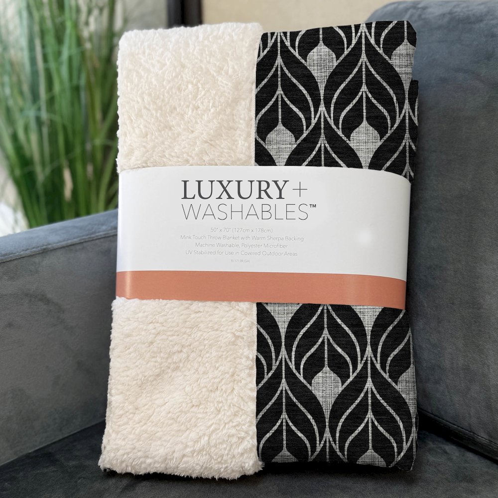 Premium Machine Washable ASB931 Black 50" x 70" Sherpa Throw Blanket. Picture 3