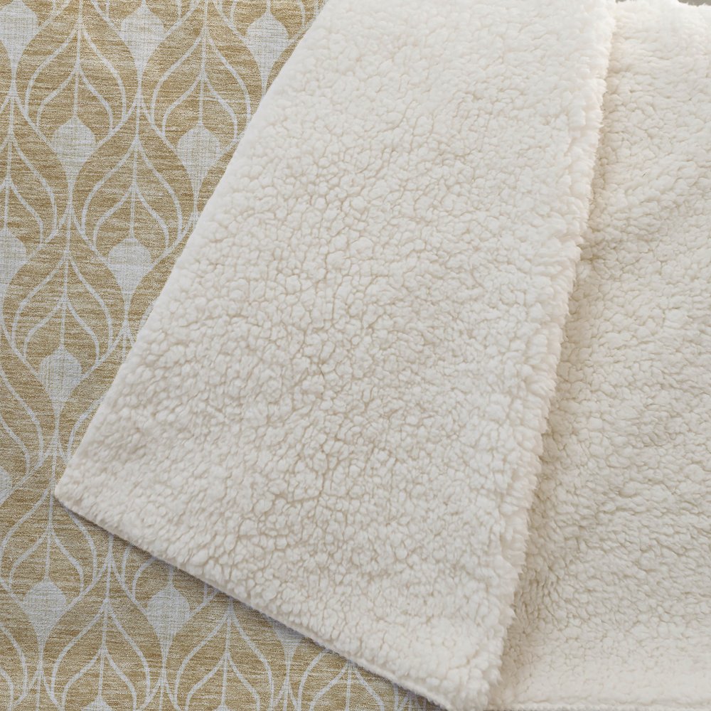 Premium Machine Washable ASB931 Gold 50" x 70" Sherpa Throw Blanket. Picture 2