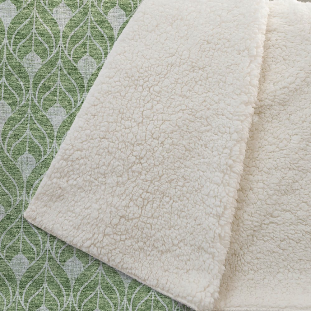 Premium Machine Washable ASB931 Green 50" x 70" Sherpa Throw Blanket. Picture 2