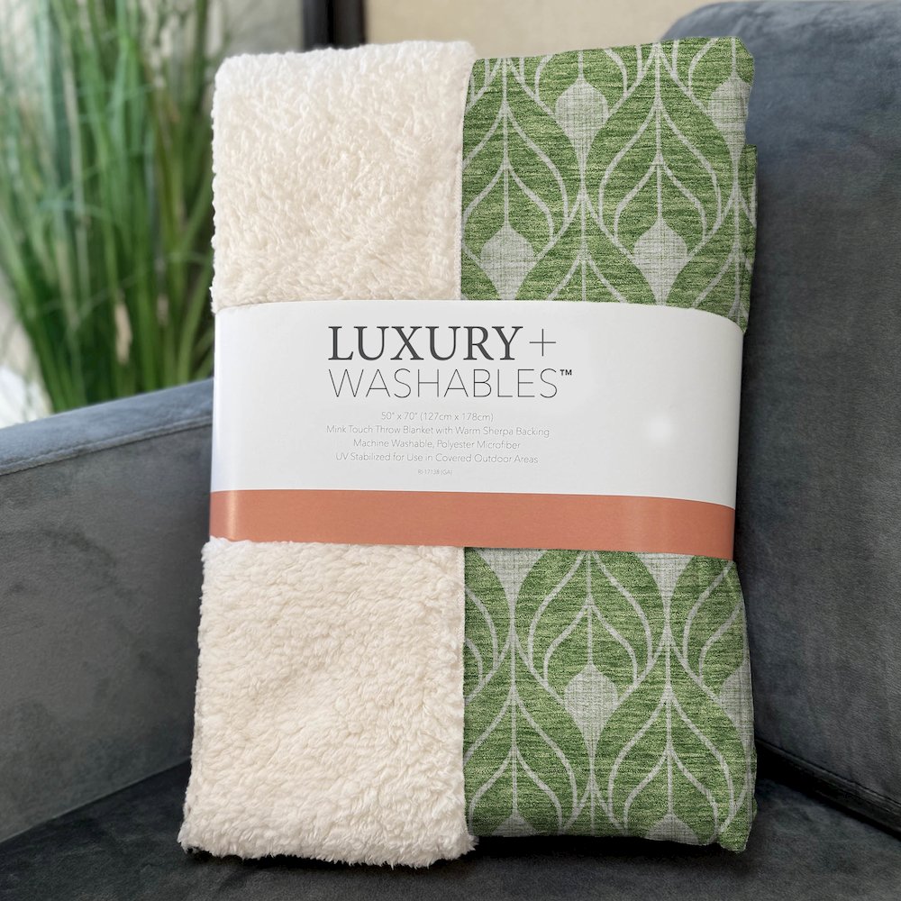 Premium Machine Washable ASB931 Green 50" x 70" Sherpa Throw Blanket. Picture 3