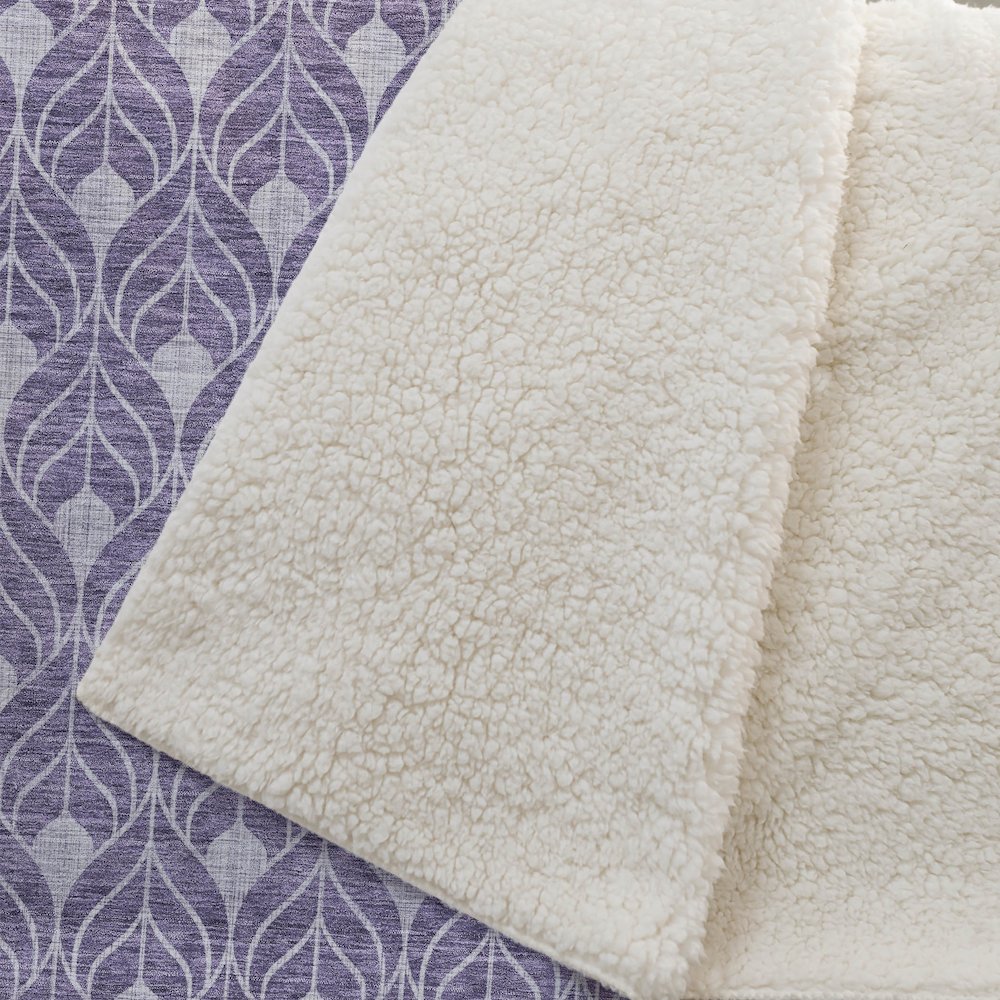 Premium Machine Washable ASB931 Purple 50" x 70" Sherpa Throw Blanket. Picture 2