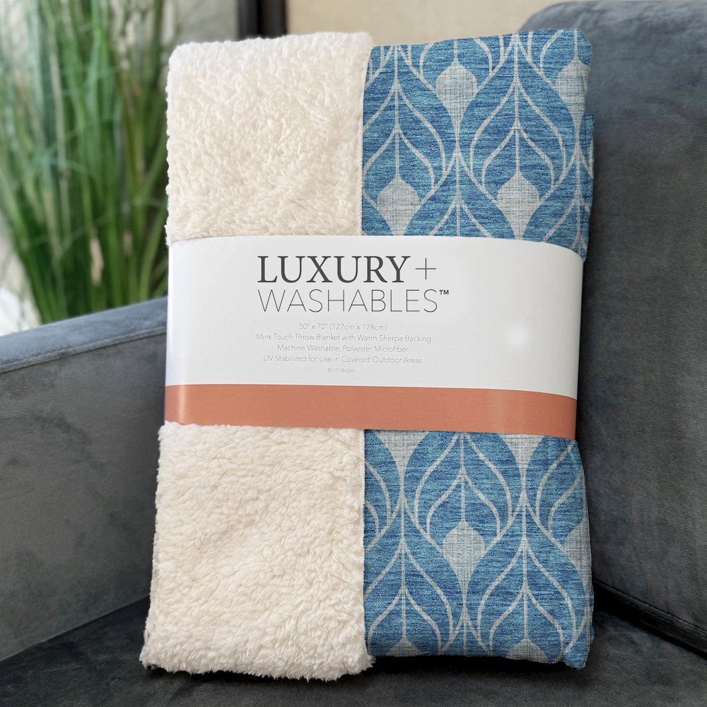 Premium Machine Washable ASB931 Teal 50" x 70" Sherpa Throw Blanket. Picture 3