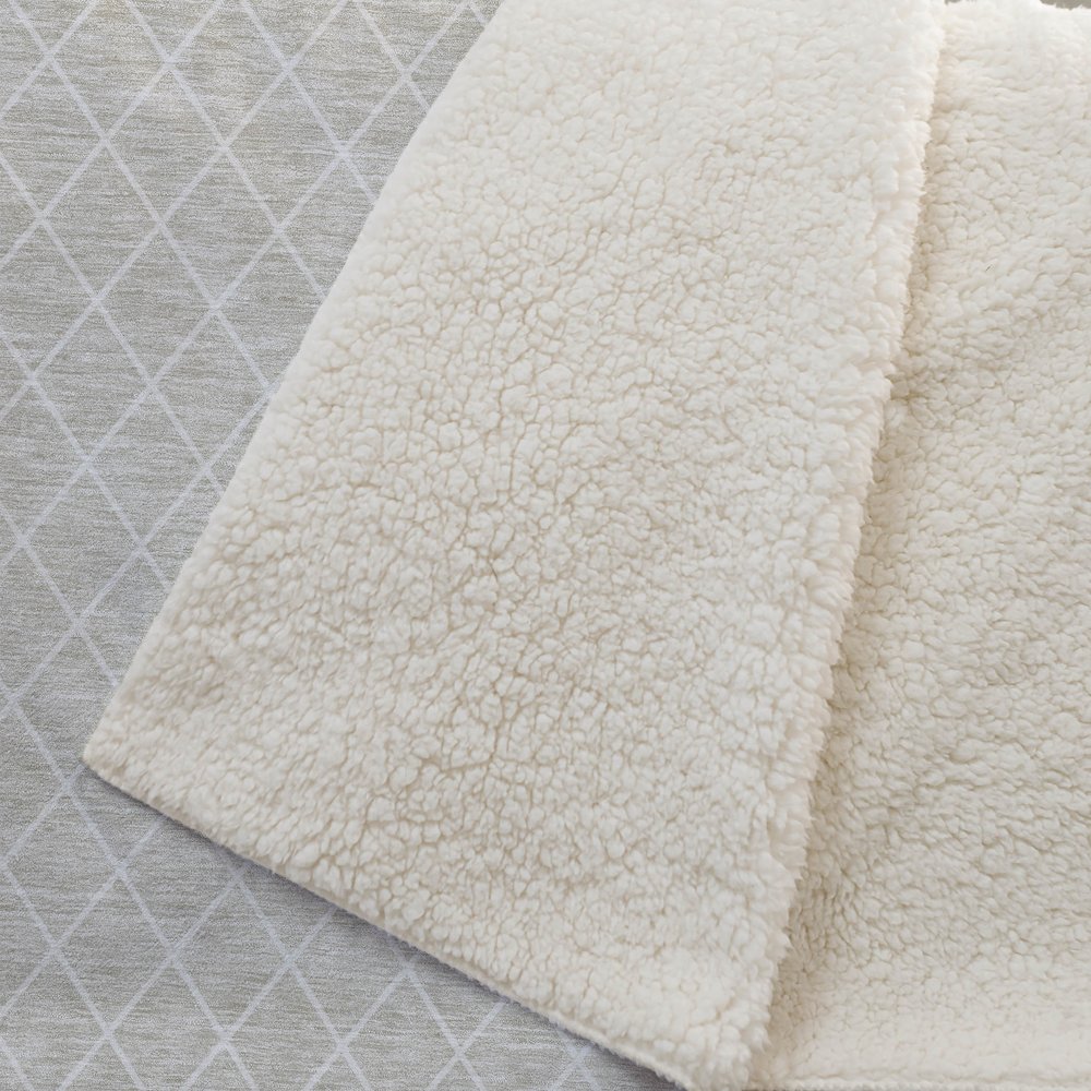 Premium Machine Washable ASB932 Beige 50" x 70" Sherpa Throw Blanket. Picture 2