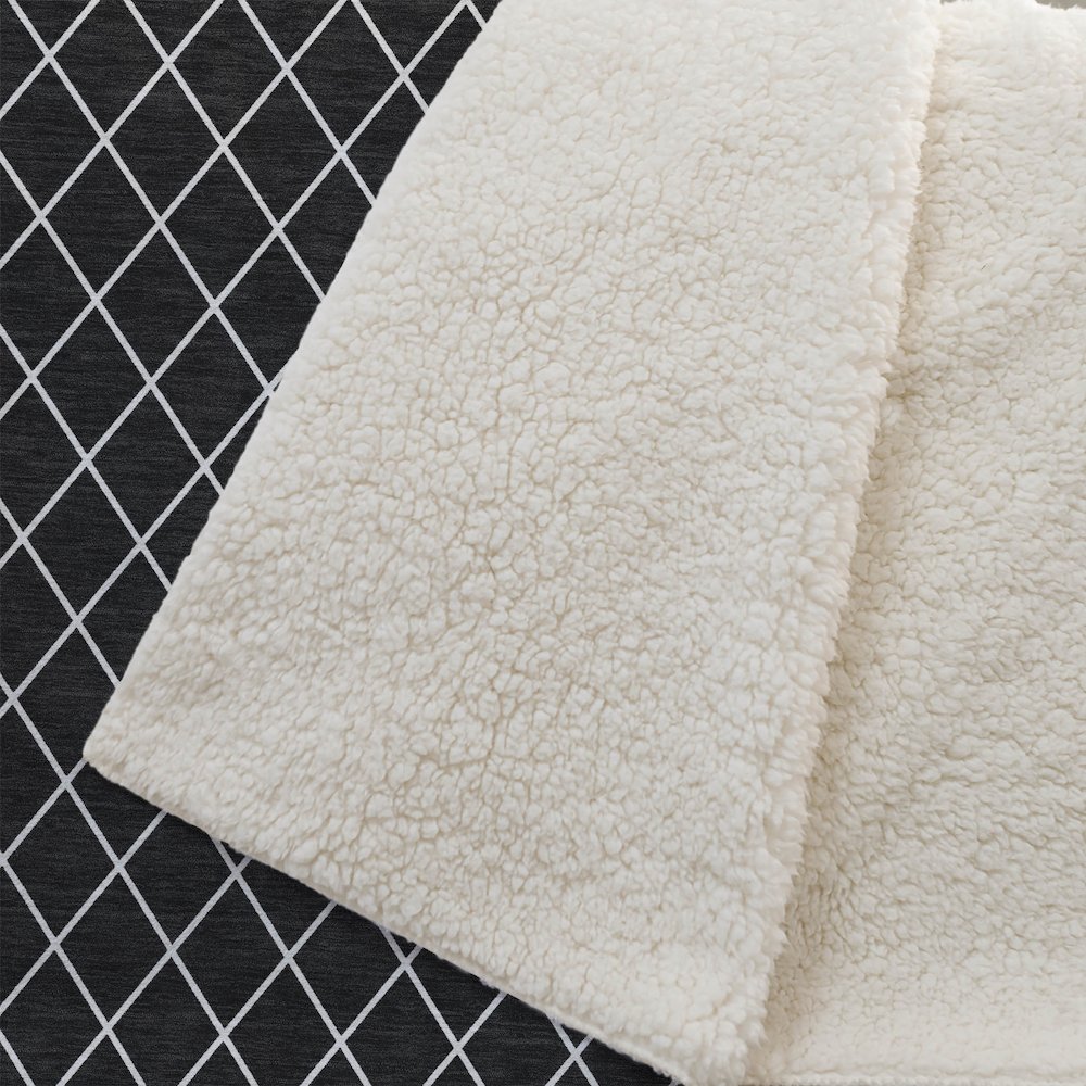 Premium Machine Washable ASB932 Black 50" x 70" Sherpa Throw Blanket. Picture 2