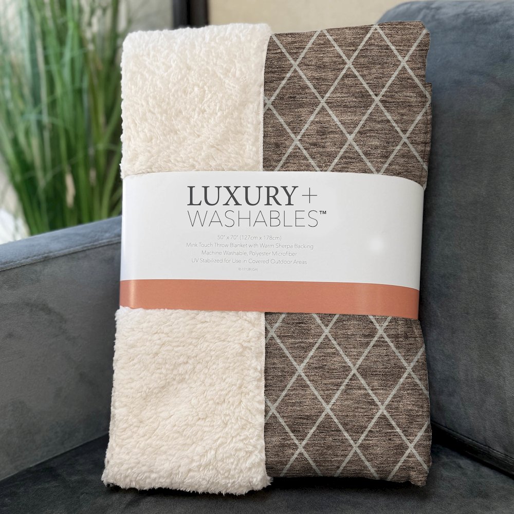 Premium Machine Washable ASB932 Brown 50" x 70" Sherpa Throw Blanket. Picture 3