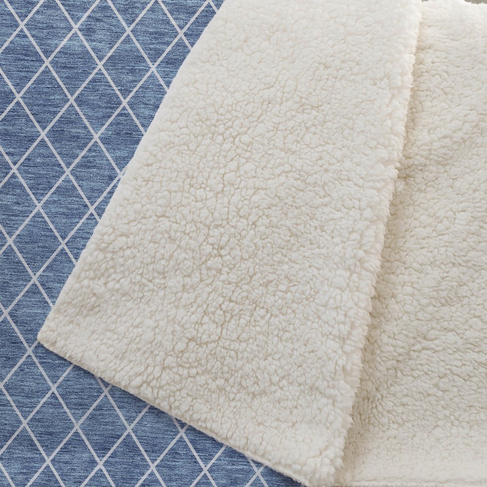 Premium Machine Washable ASB932 Denim 50" x 70" Sherpa Throw Blanket. Picture 2