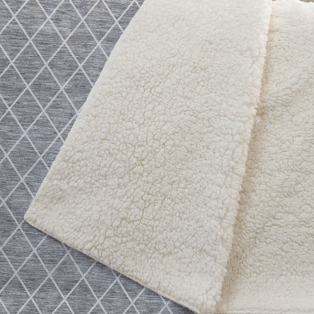 Premium Machine Washable ASB932 Gray 50" x 70" Sherpa Throw Blanket. Picture 2