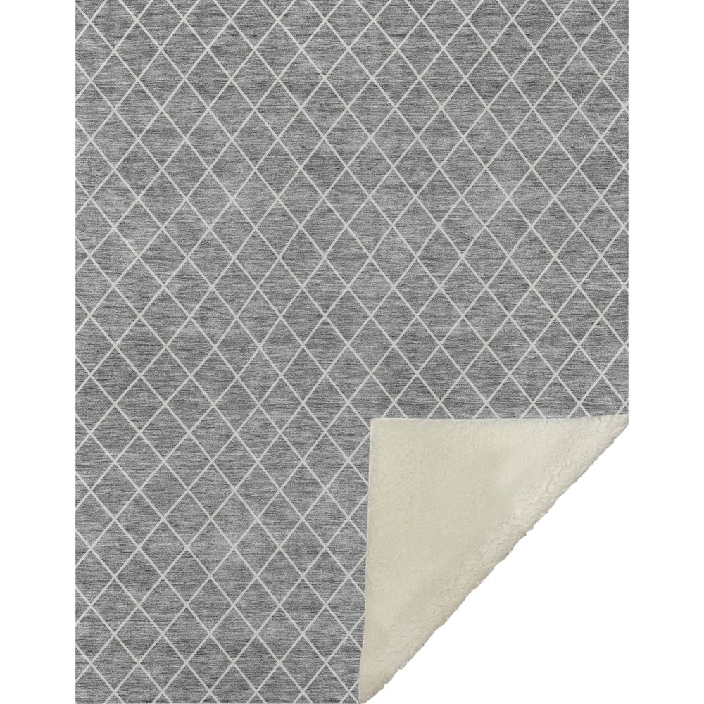 Premium Machine Washable ASB932 Gray 50" x 70" Sherpa Throw Blanket. Picture 1