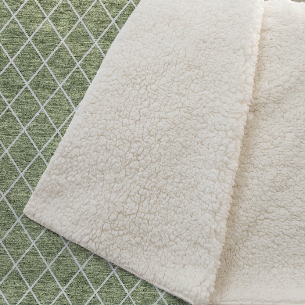 Premium Machine Washable ASB932 Green 50" x 70" Sherpa Throw Blanket. Picture 2
