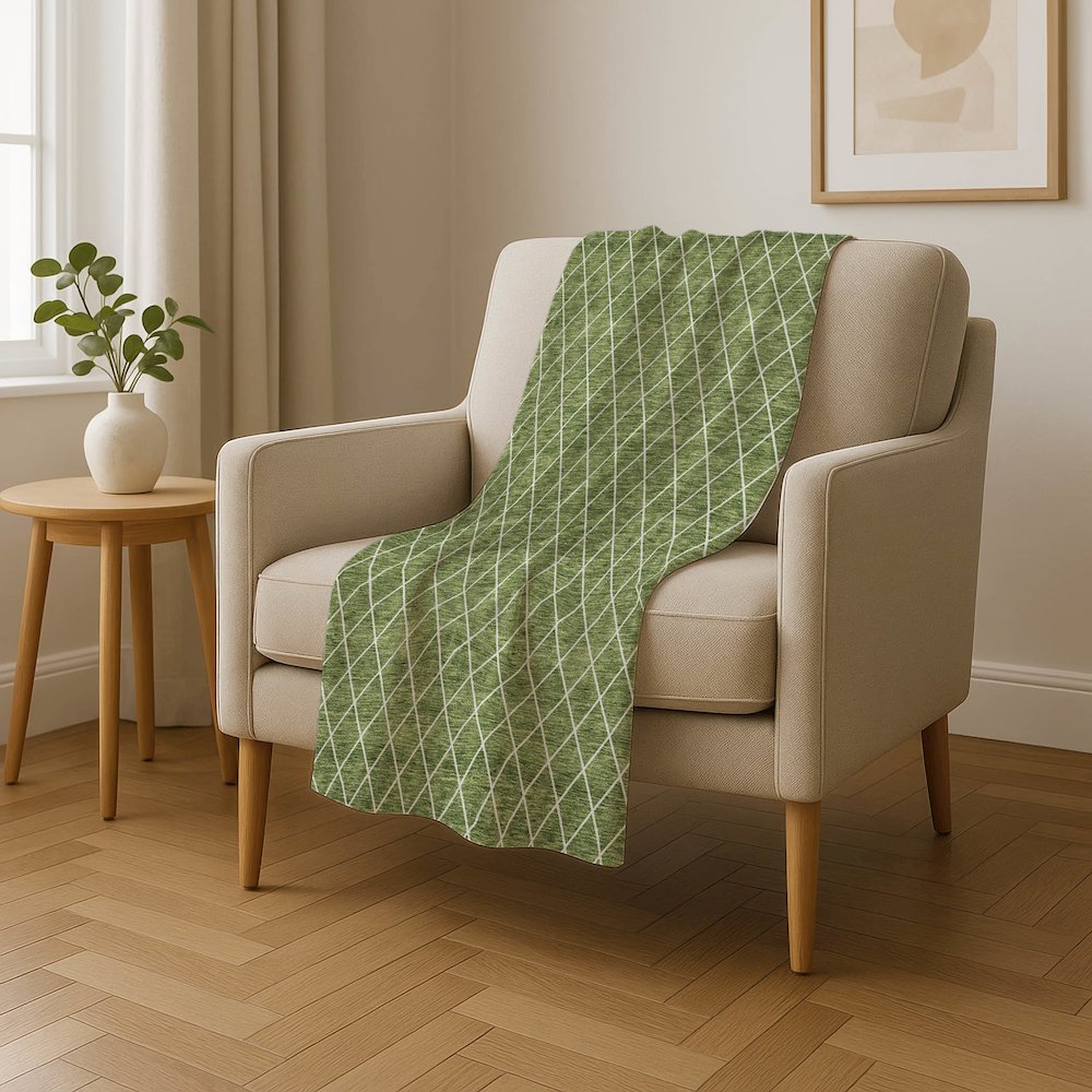 Premium Machine Washable ASB932 Green 50" x 70" Sherpa Throw Blanket. Picture 4