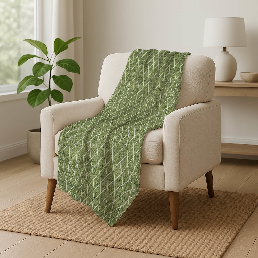 Premium Machine Washable ASB932 Green 50" x 70" Sherpa Throw Blanket. Picture 5
