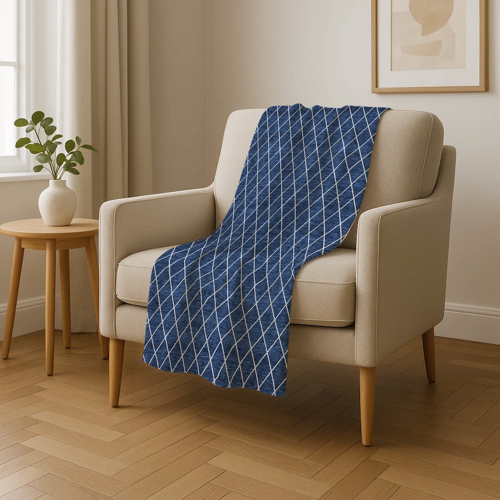 Premium Machine Washable ASB932 Navy 50" x 70" Sherpa Throw Blanket. Picture 4
