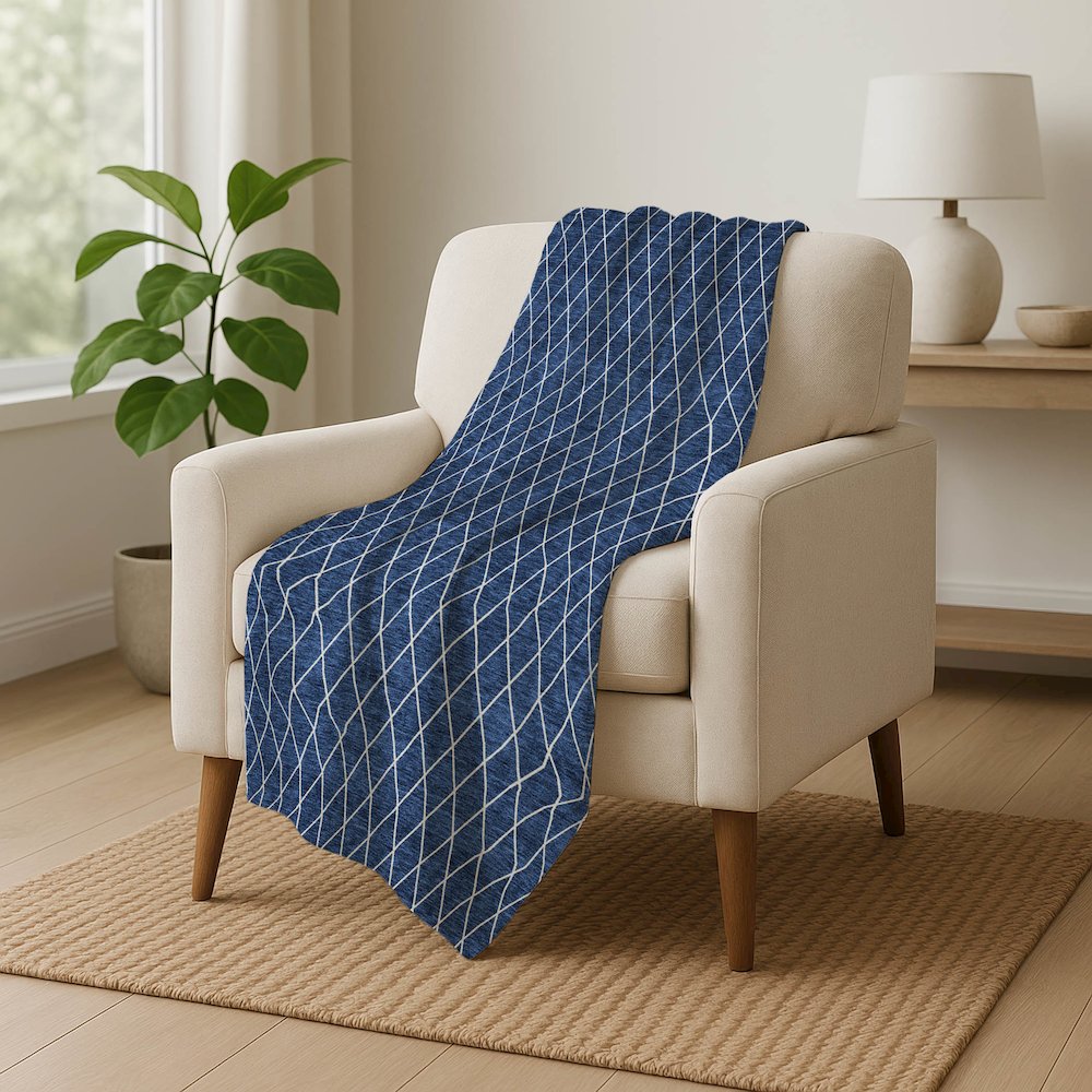 Premium Machine Washable ASB932 Navy 50" x 70" Sherpa Throw Blanket. Picture 5