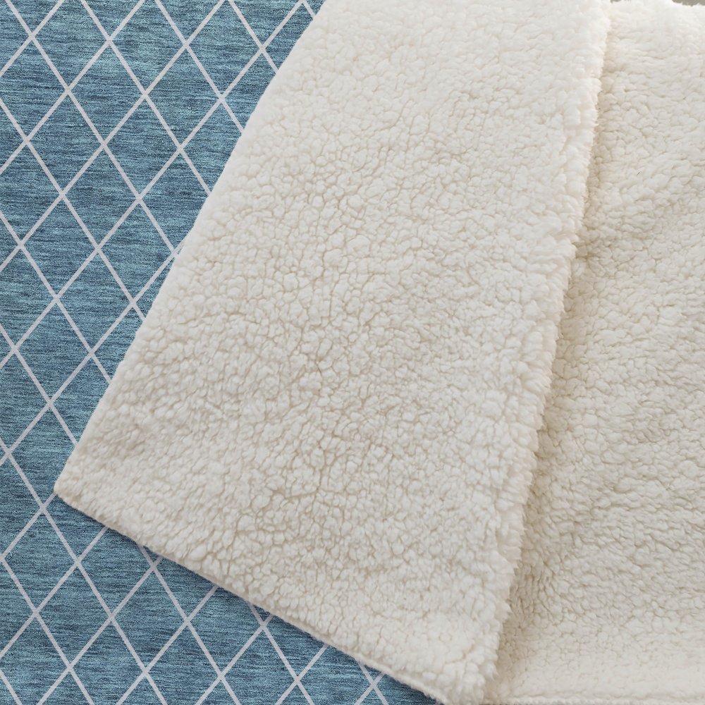Premium Machine Washable ASB932 Teal 50" x 70" Sherpa Throw Blanket. Picture 2