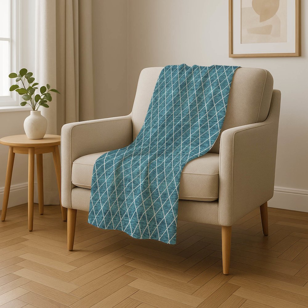 Premium Machine Washable ASB932 Teal 50" x 70" Sherpa Throw Blanket. Picture 4