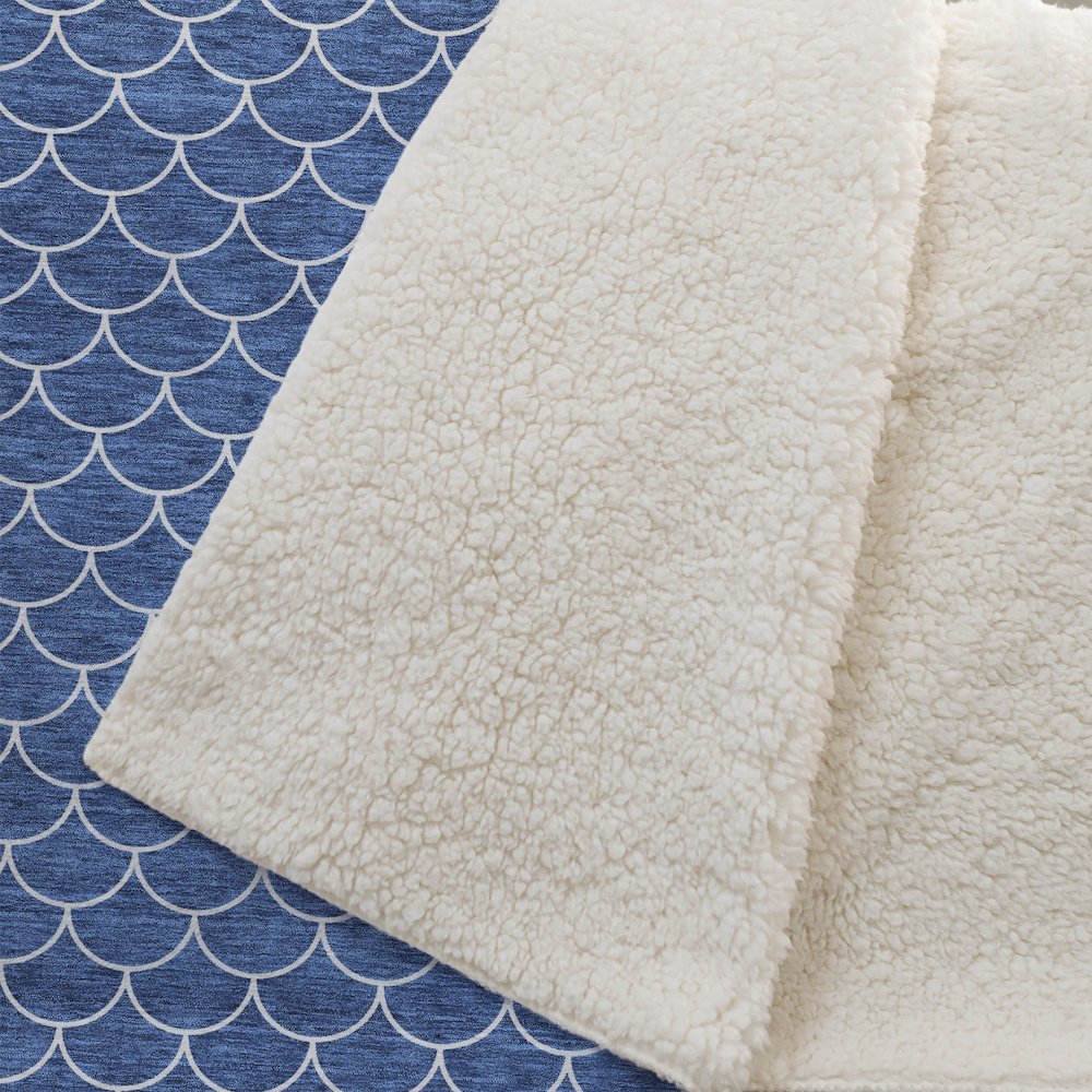 Premium Machine Washable ASB933 Blue 50" x 70" Sherpa Throw Blanket. Picture 2