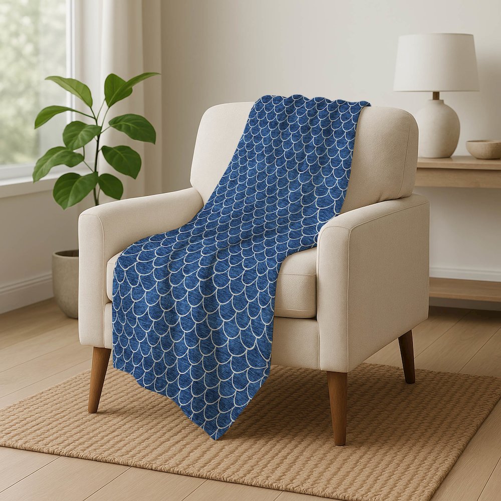 Premium Machine Washable ASB933 Blue 50" x 70" Sherpa Throw Blanket. Picture 5