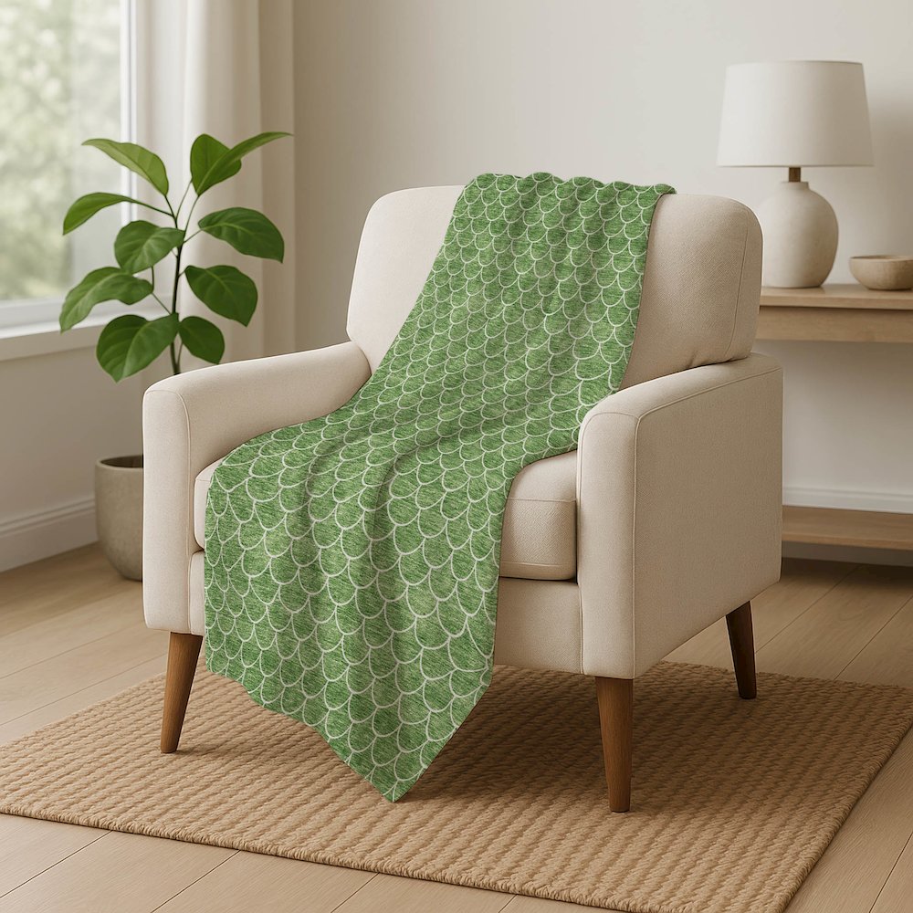 Premium Machine Washable ASB933 Green 50" x 70" Sherpa Throw Blanket. Picture 5