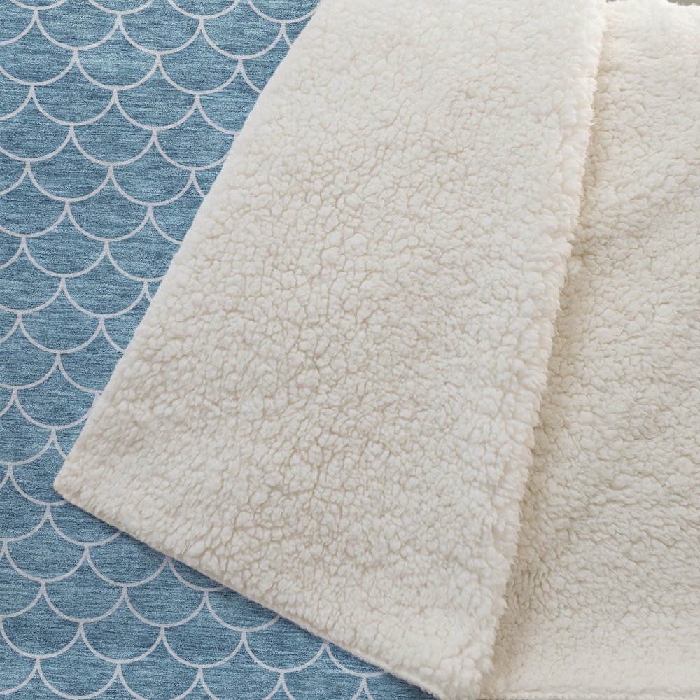 Premium Machine Washable ASB933 Teal 50" x 70" Sherpa Throw Blanket. Picture 2