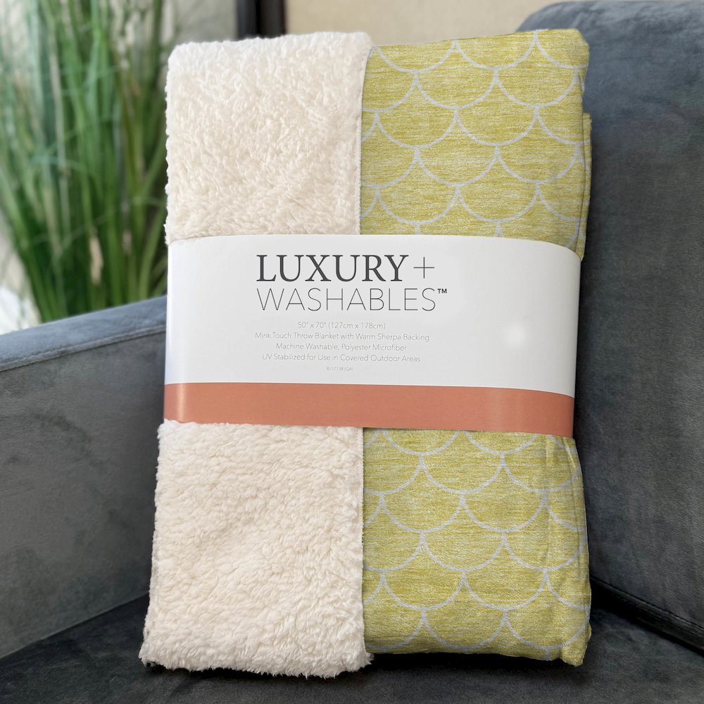 Premium Machine Washable ASB933 Yellow 50" x 70" Sherpa Throw Blanket. Picture 3
