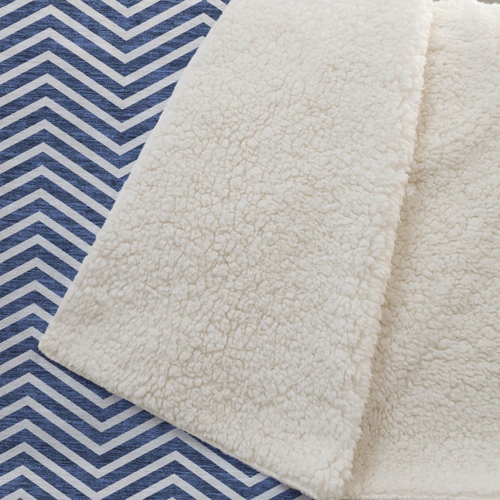 Premium Machine Washable ASB934 Blue 50" x 70" Sherpa Throw Blanket. Picture 2