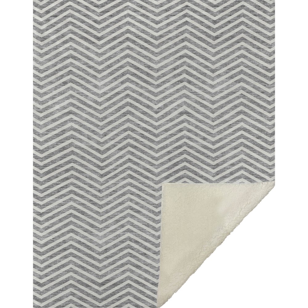 Premium Machine Washable ASB934 Gray 50" x 70" Sherpa Throw Blanket. Picture 1