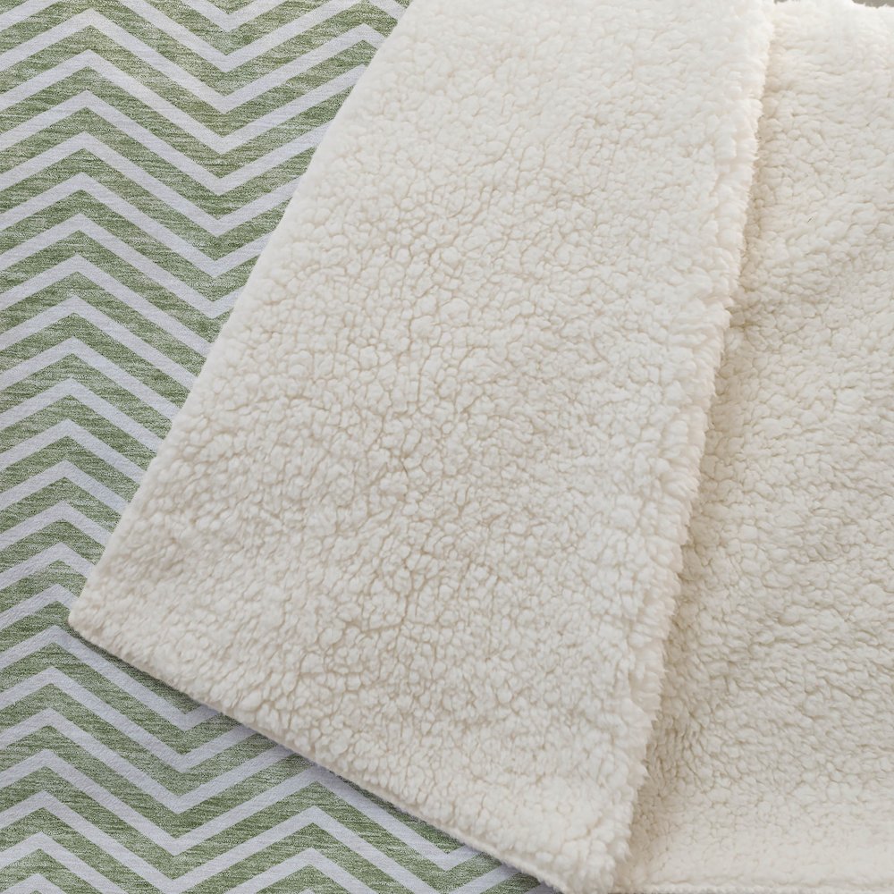 Premium Machine Washable ASB934 Green 50" x 70" Sherpa Throw Blanket. Picture 2