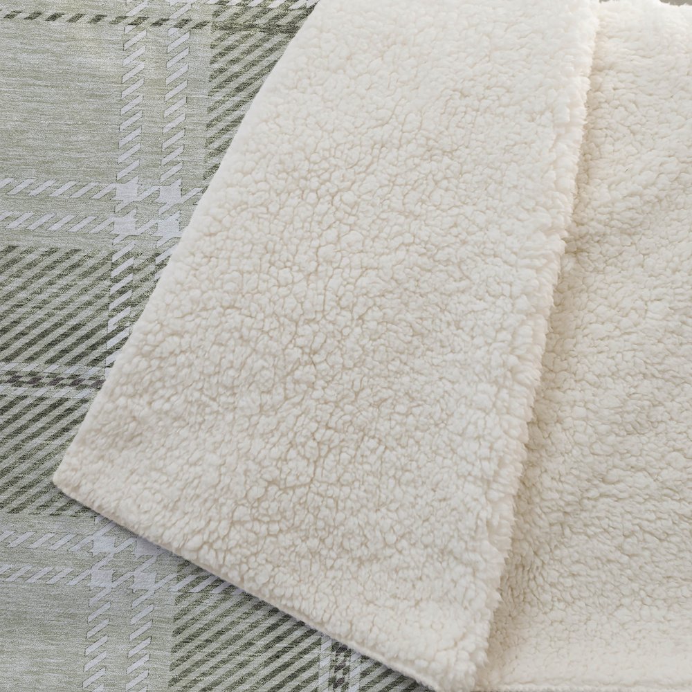 Premium Machine Washable ASB935 Aloe 50" x 70" Sherpa Throw Blanket. Picture 2
