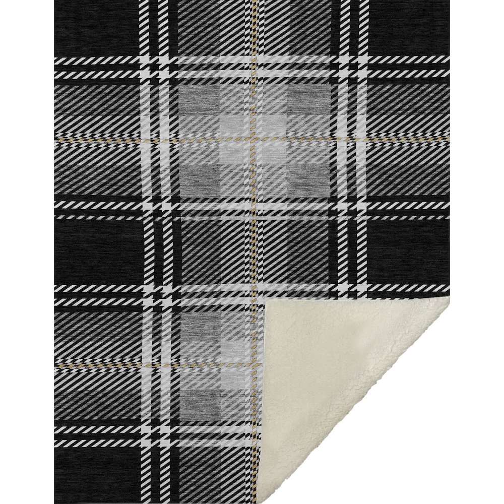 Premium Machine Washable ASB935 Black 50" x 70" Sherpa Throw Blanket. Picture 1