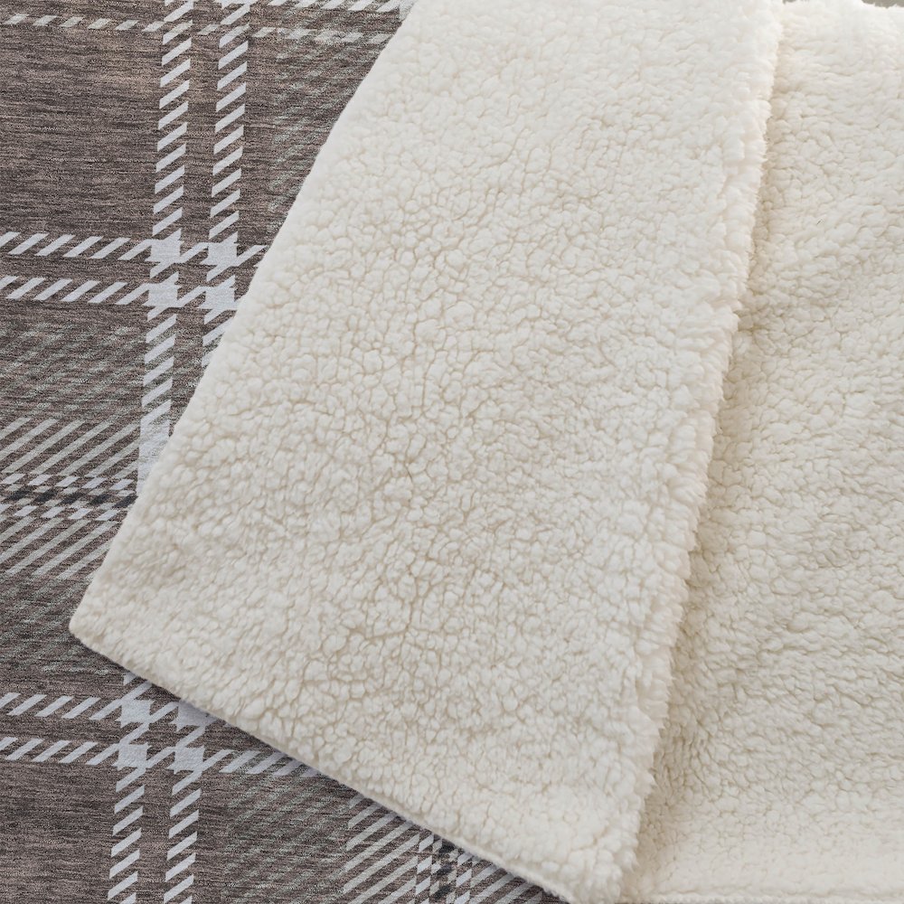 Premium Machine Washable ASB935 Brown 50" x 70" Sherpa Throw Blanket. Picture 2