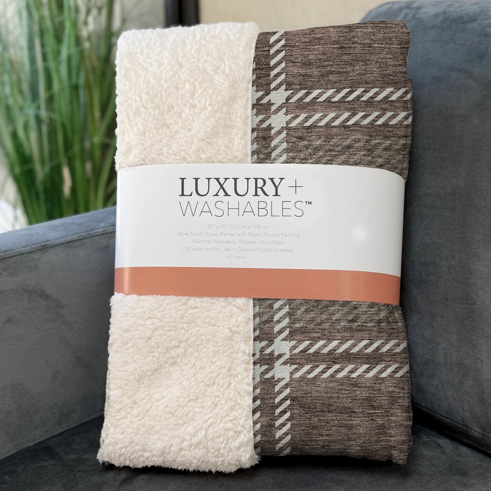 Premium Machine Washable ASB935 Brown 50" x 70" Sherpa Throw Blanket. Picture 3