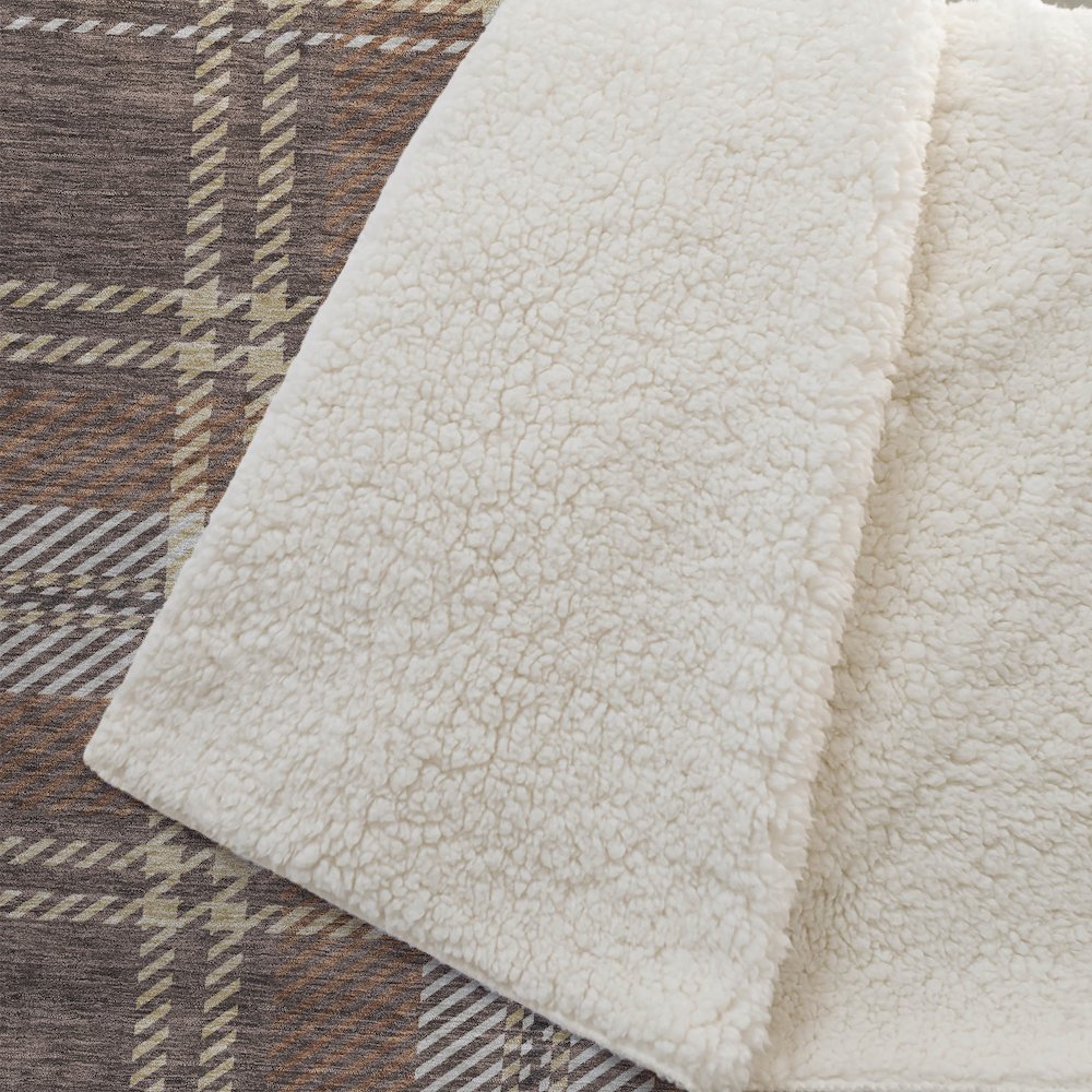 Premium Machine Washable ASB935 Chocolate 50" x 70" Sherpa Throw Blanket. Picture 2