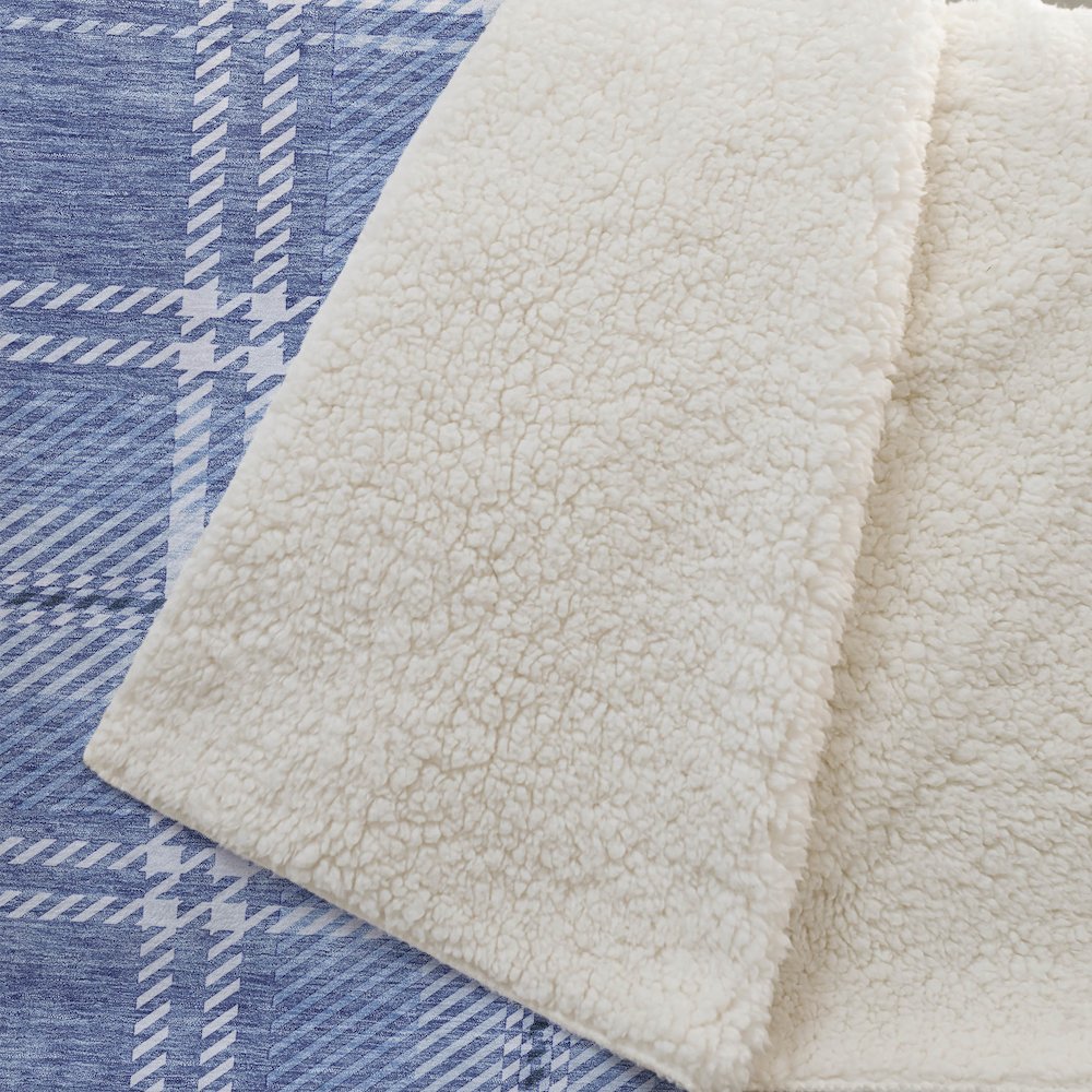 Premium Machine Washable ASB935 Denim 50" x 70" Sherpa Throw Blanket. Picture 2