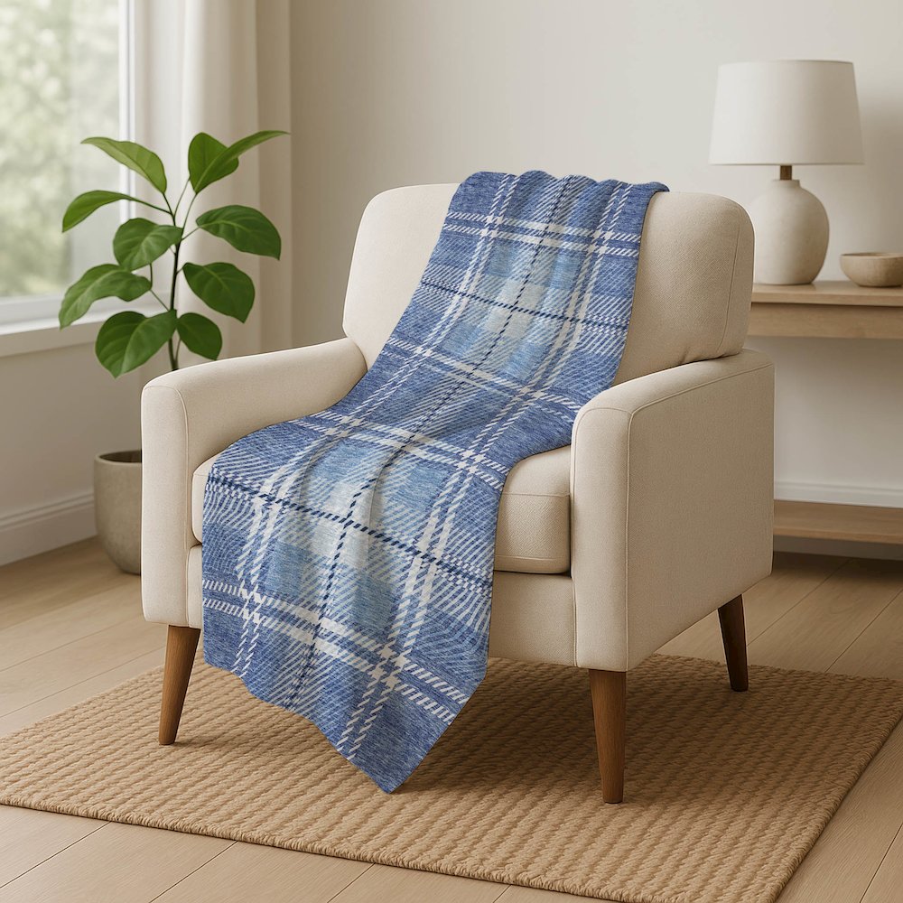 Premium Machine Washable ASB935 Denim 50" x 70" Sherpa Throw Blanket. Picture 5