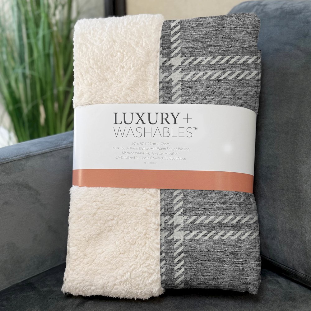 Premium Machine Washable ASB935 Gray 50" x 70" Sherpa Throw Blanket. Picture 3