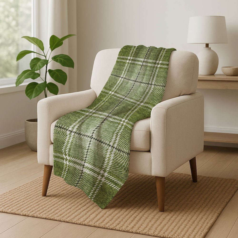 Premium Machine Washable ASB935 Green 50" x 70" Sherpa Throw Blanket. Picture 5