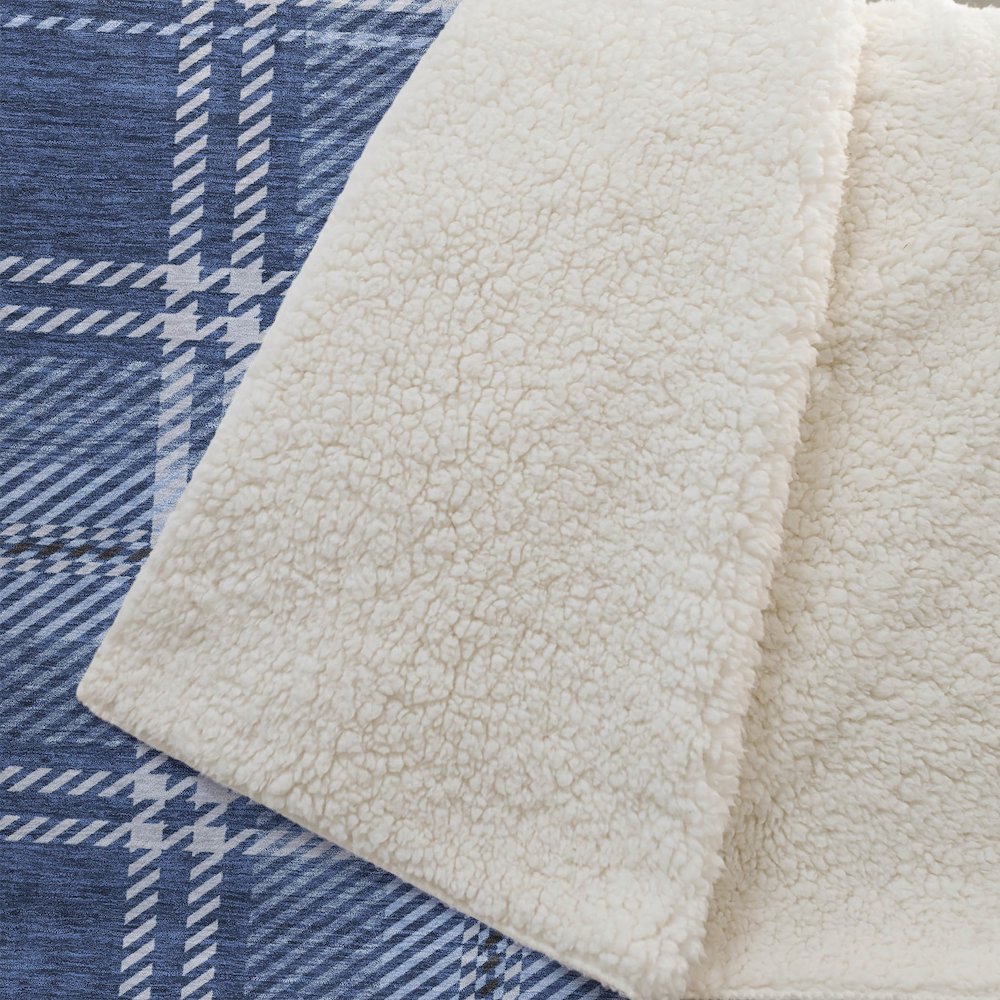 Premium Machine Washable ASB935 Navy 50" x 70" Sherpa Throw Blanket. Picture 2