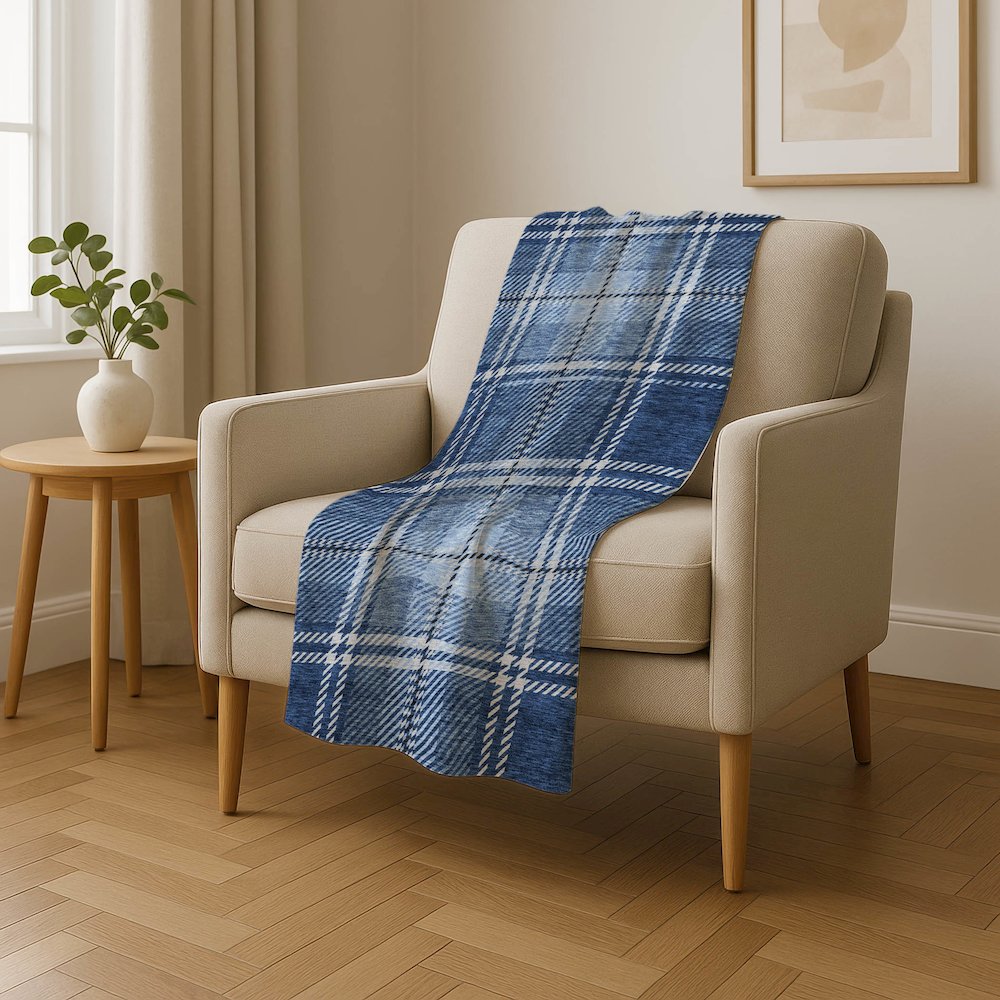 Premium Machine Washable ASB935 Navy 50" x 70" Sherpa Throw Blanket. Picture 4